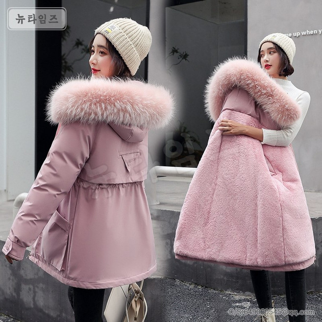 2023 겨울 여성 도톰 후드 빅 퍼 카라 하프 패딩 점퍼 9R999