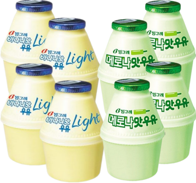 빙그레 바나나우유 240ml 8입 혼합 (바나나맛라이트4입+메로나맛4입)