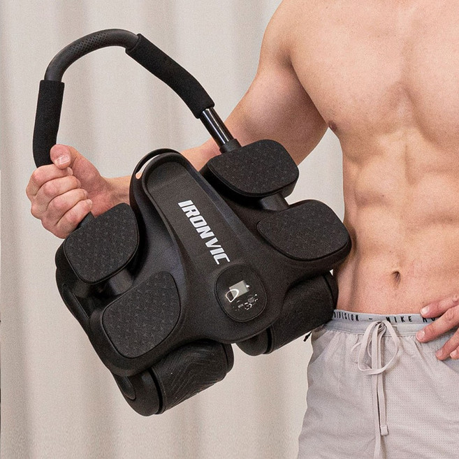 아이언빅 플랭크 ab 슬라이드 휠 복근 운동기구 쿼드라, IRVCA00027, 블랙