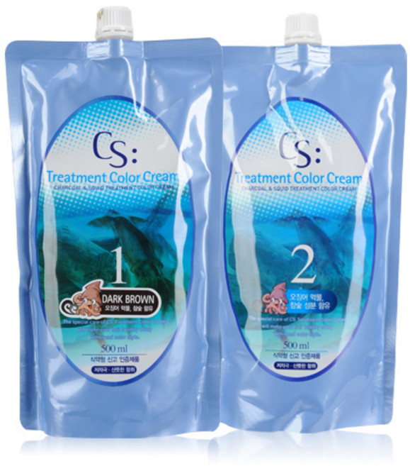 소망 소망 CS 트리트먼트 오징어먹물 컬러크림 1제500ml+2제500ml, 블랙 새치커버, 1개