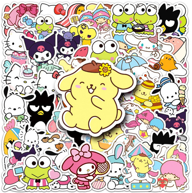 산리오 캐릭터 방수 스티커 (전 캐릭터 모음), 50개, 산리오 일반