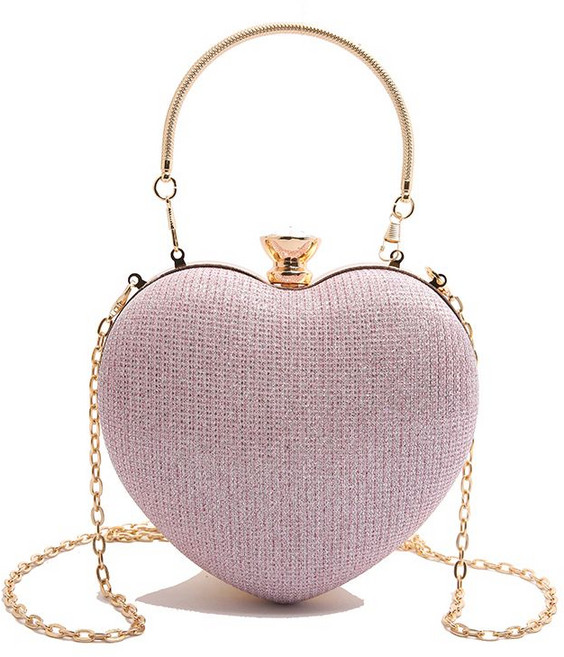 Choyur여성 하트 모양 크리스탈 클러치 백 파티 가방 결혼식 핸드백 럭셔리 골드 체인 석세스 핸드백