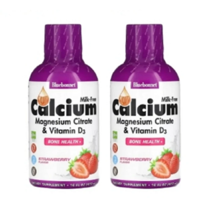 Bluebonnet Nutrition 블루보넷 뉴트리션 액상 칼슘 600mg 구연산 마그네슘 비타민 D3 딸기 맛, 2개, 472ml - 쿠팡