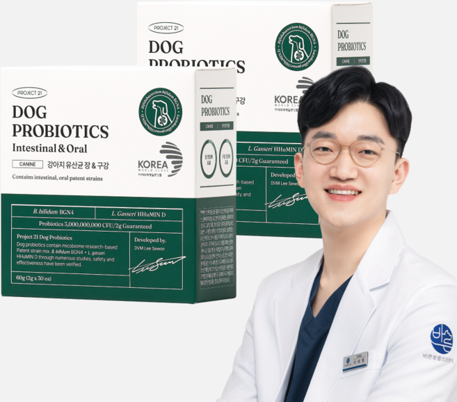 [냉장배송] 프로젝트21 강아지 유산균 장&구강 설사 변비 프로바이오틱스 영양제, 30회분, 장건강/유산균, 2개