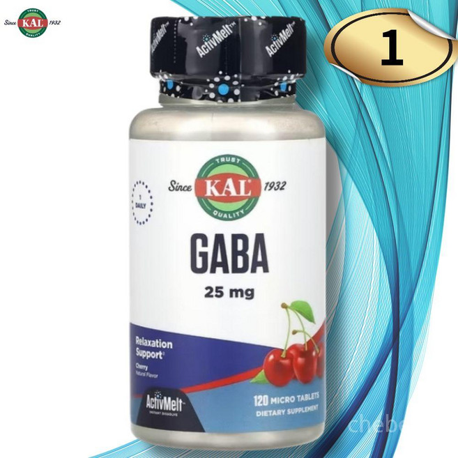 KAL GABA 보충제 ActivMelt 120개 마이크로 타블릿, 1개, 120정