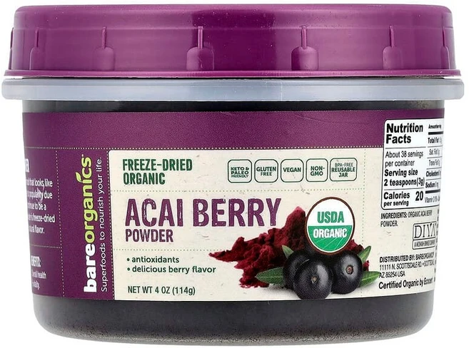 BareOrganics 동결 건조 무가공 유기농 아사이베리 분말 114g(4oz) BareOrganics (베어오가닉스), BareOrganics, 동결 건조 무가공 유기농 아사, 114g, 1개 - 쿠팡