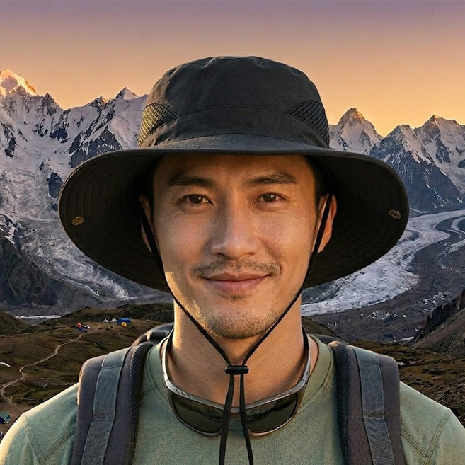 코지네아 남성 등산모자 빅사이즈 낚시 캠핑, 블랙