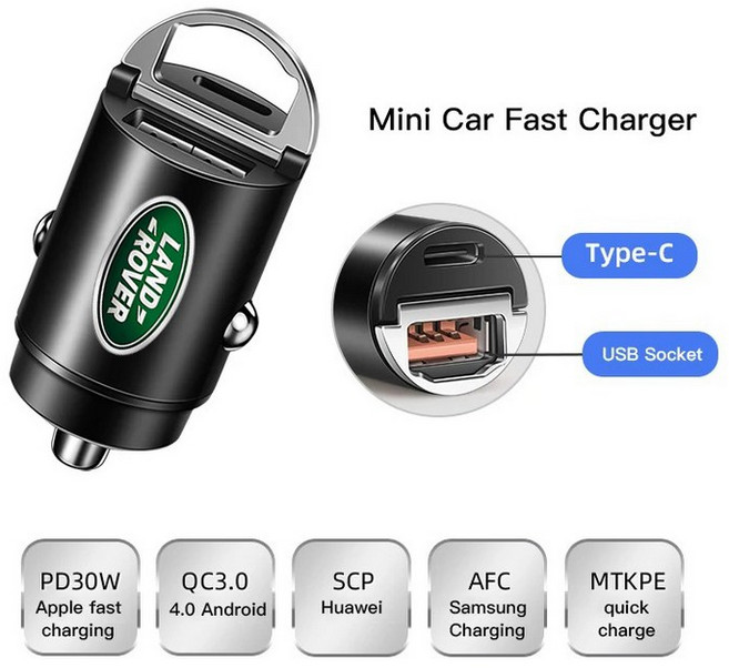 차량용 충전기 어댑터 USB PD 유형 C 랜드 로버 레인지 Evoque 자동차 액세서리 고속 빠른, 02 1PCS-G-LandRover