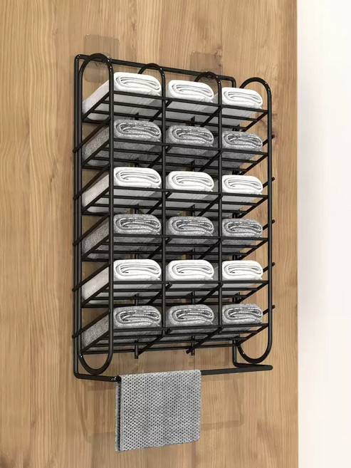 벽걸이 수건 무타공 수납함 정리함 보관함 다용도 속옷 튼튼한 원룸 문짝 철제 욕실 블랙 1개