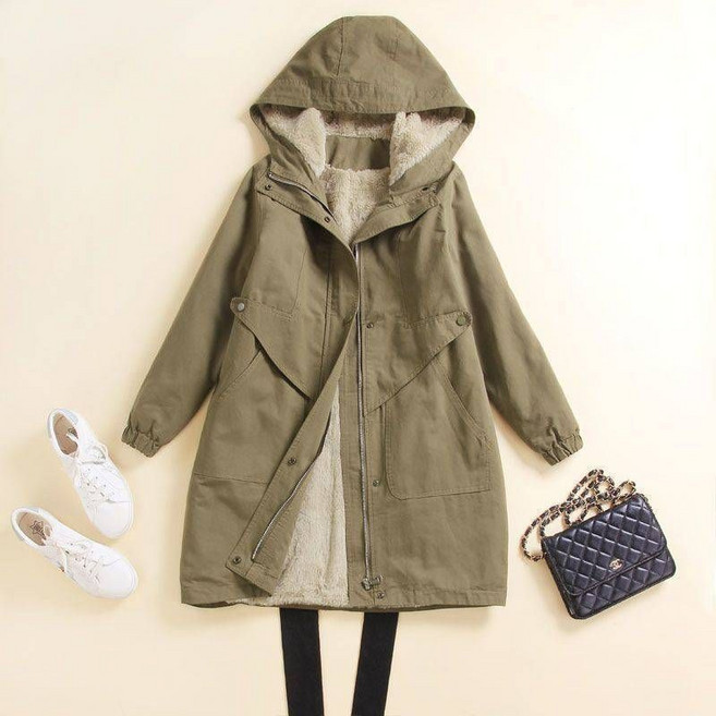 여성 보아털안감 겨울 롱야상 여성 후드 롱점퍼 따뜻한 기모 아우터 JS174