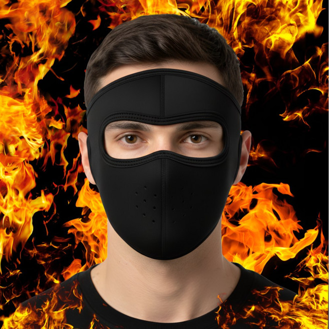 리코비 풀페이스 방한마스크 겨울보온마스크 러닝 자전거 낚시 등산, 1개, 블랙