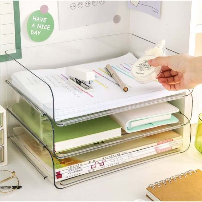 라라하우스 오픈 모듈 A4 문서 서류 정리 트레이 정리함, 3단, 투명