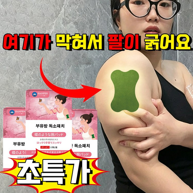 팔뚝살 제거패치 겨드랑이 부유방 독소패치 1위 붙이는 다이어트 패치 팔뚝살 제거패치 팔뚝 부유방 지흡 패치 다리 뱃살 허벅지 쑥뜸 디톡스 패치 사은품 랜덤 증정, 1개, 12개입