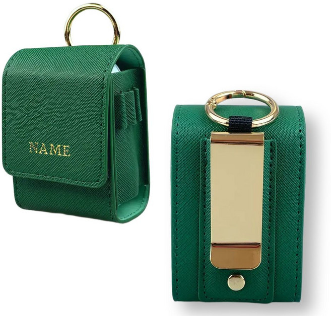 (주문제작) 윈스튜디오 골프공 주머니 이니셜 각인 골프볼 파우치 케이스 가방, 그린(골드), 1개