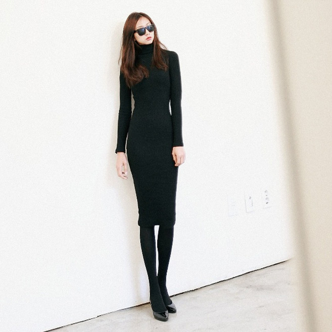 나날샵 44-55 슬림 H 라인 니트 원피스 미디원피스 롱원피스 목폴라 원피스 폴라원피스 여성원피스 겨울원피스 정장 캐주얼목티 폴라 섹시원피스 홀복 타이트 스타킹 겨울 원피스
