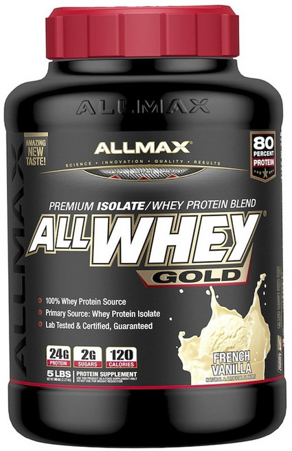 ALLMAX ALL WHEY GOLD分離乳清蛋白粉, 法國香草, 1個, 2.27公斤