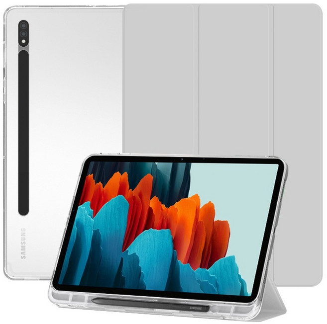 니하 갤럭시 탭 S8 / S7 클리어 S펜 수납 케이스, 그레이, 1개