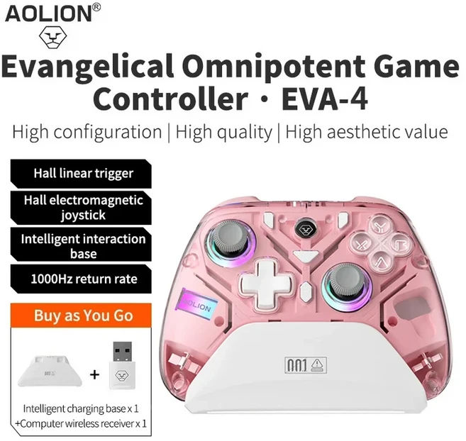 스위치 2 게임 컨트롤러 용 Aolion K10 충전 도크 포함 NS RGB 무선 패드 홀 조이스틱 트리거, 03 K10 Pink
