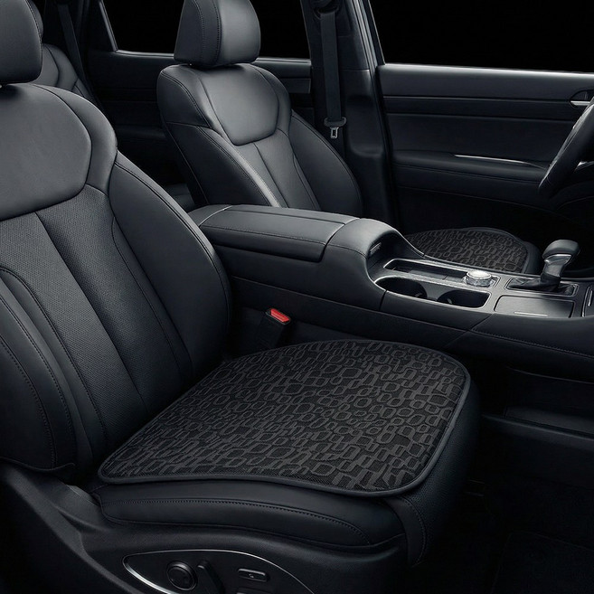 논슬립 자카드 자동차 통풍 방석, 페블 블랙, 1개