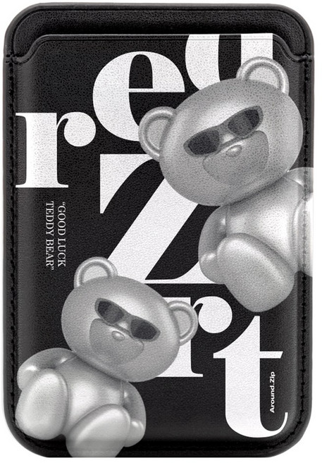 머큐리 Sunglasses Bear 맥세이프 가죽 카드 지갑, 01 Black, 1개