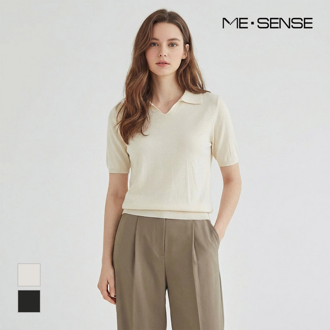 [미센스] 오픈카라 반팔니트_MB45KNMG13D