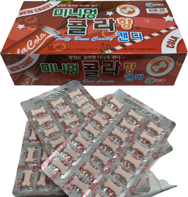 미니멍 콜라향맛(20개) 추억의 불량식품 옛날과자 군것질 (스낵 쫀드기 사탕), 300g, 1개
