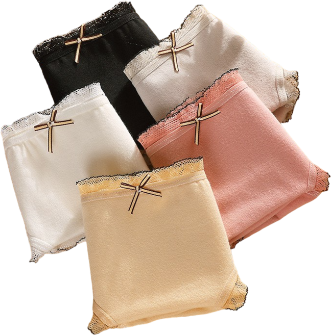 샤콤 앙증리본 순면 레이스 여성팬티 5종 5P NO1314