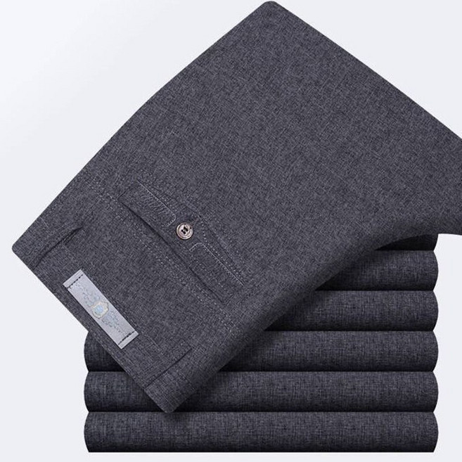 중년 남성 캐주얼 바지 봄 여름 아빠 패션 하이웨스트 일자 정장 팬츠 남자 캐주얼 와이드 얇은 린넨 바지 WMY