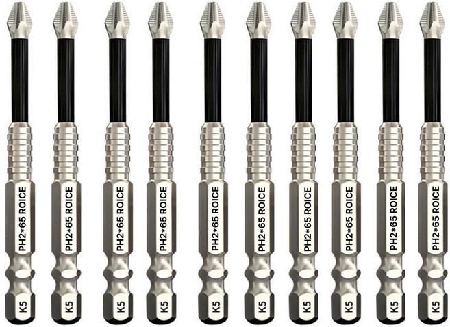 로이스 논슬립 미끄럼방지 자석 스크류 드라이버비트 드릴비트 10개, 65MM * 10개, 1세트