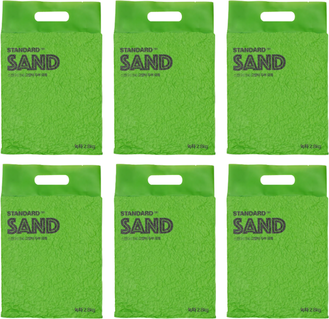 스탠다드190 응고형 고양이 두부모래 2mm, 녹차, 6개, 2.8kg