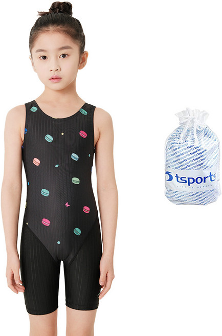 TS스포츠 여아동 수영복 반신 3부 원피스 어린이 주니어 초등학교 생존수영 수영복 SWEETY-마카롱