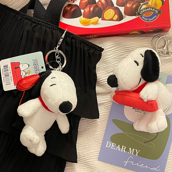 (정품) 스누피 레드 포인트 가방고리 인형 키링