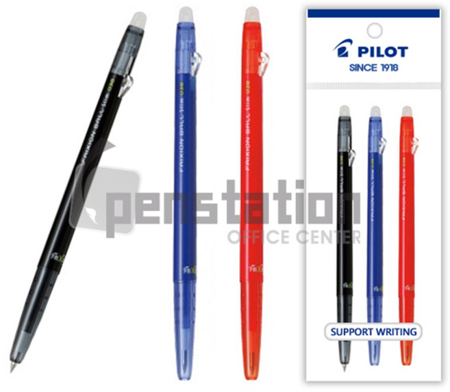 파이롯트 프릭션볼 슬림 3p 0.38mm, 블랙 + 블루 + 레드, 1세트