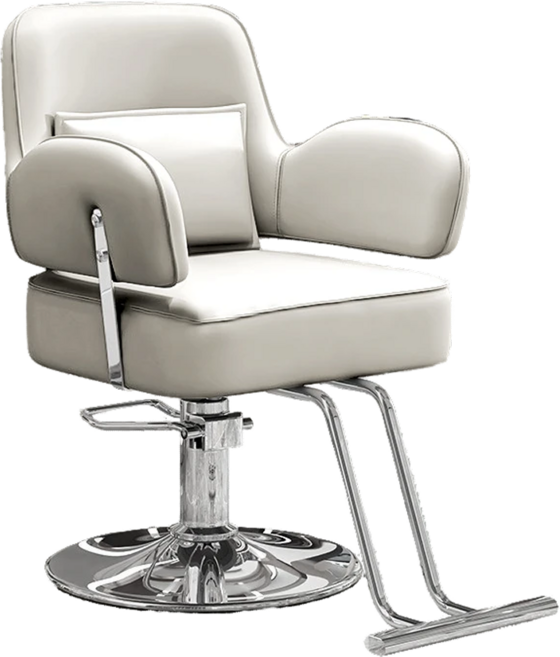 굿살롱드체어 튼튼한 모던한 미용실의자 메이크업 헤어샵 네일샵 뷰티샵, 1개, 베이지 가죽 + 실버