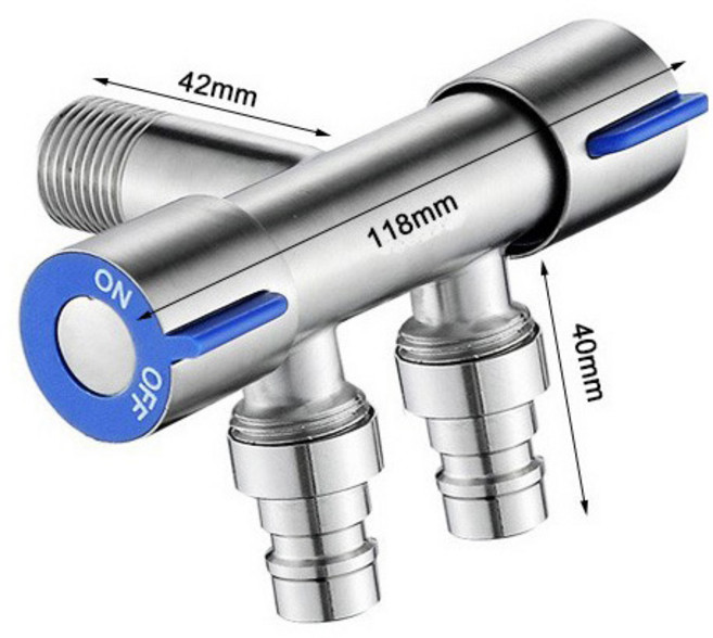스텐수도꼭지 원스톱 양갈래 두갈래 수전 세탁기 호스용, 스텐, 1개