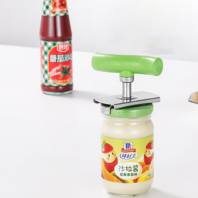 만능 스텐 뚜껑 오프너 잼통 말통, 1개, 그린