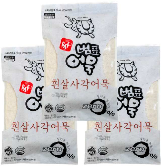 범표어묵 밀가루없는 프리미엄 흰살사각어묵, 500g, 3개