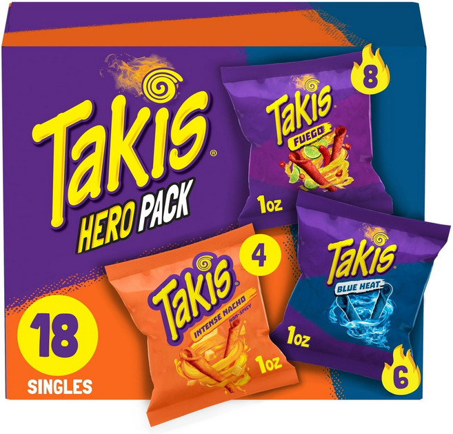 Takis 푸에고 블루히트 또띠아 칩 버라이어티팩 18개세트 511.2g, 18개
