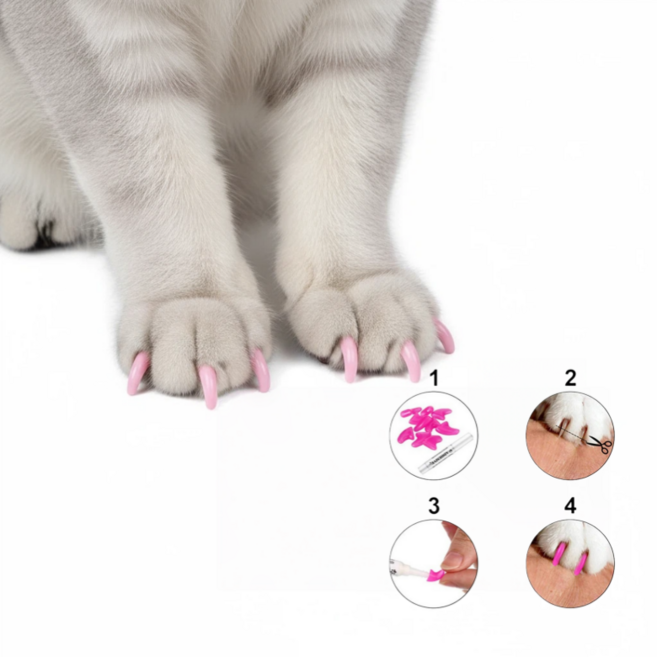 반려동물 네일캡 고양이 발톱 보호캡 접착제포함, 20개, 블랙S