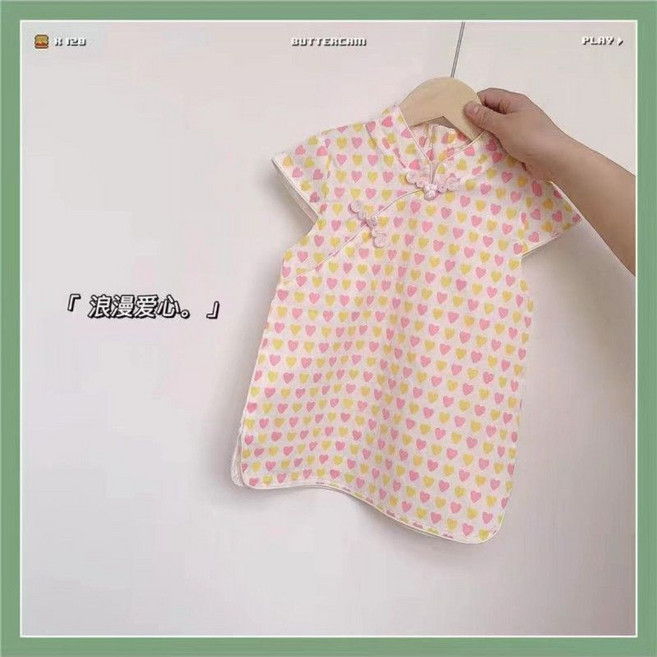 BUTTERCHII 嬰兒旗袍 中國風兒童夏款薄款旗袍裙