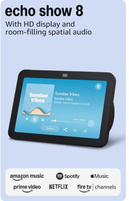 아마존 에코 Show 8 스마트 디스플레이 차콜, Charcoal, Device only, Amazon Echo &amp; Alexa 숯
