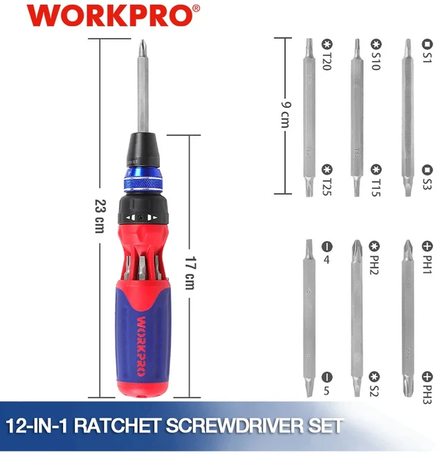 WORKPRO-12 in 1 래칫 스크루 드라이버 일자형 필립스 torx 스크루 드라이버 키트 빠른로드 메커니즘 스크, 01 12-in-1 Screwdriver, 01 빠른
