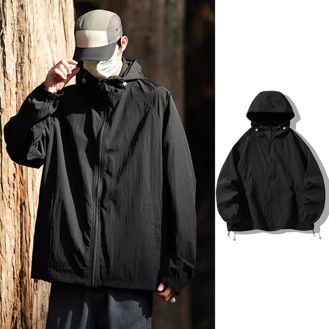 남녀공용 여름 초경량 바람막이 자외선 차단 후드지퍼 아우터 빅사이즈 아웃도어