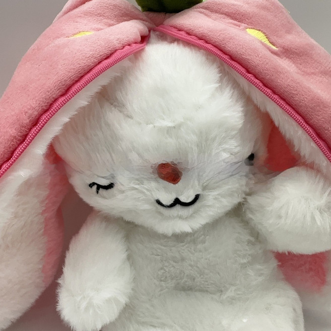 會呼吸的草莓兔 兔子玩偶 兒童哄睡安撫公仔, 草莓兔小32CM【閉眼】,30cm, 1個
