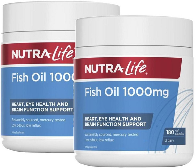 Nutra Life Fish Oil 1000mg 뉴트라 라이프 피시 오일 1000mg 180캡슐 2팩, 2개, 180정