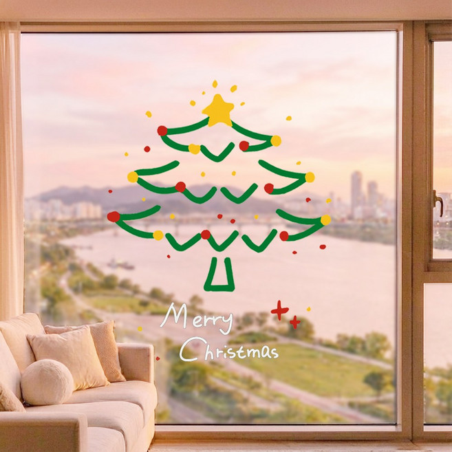 디심플 크리스마스 창문 스티커 장식소품 유리창 스티커