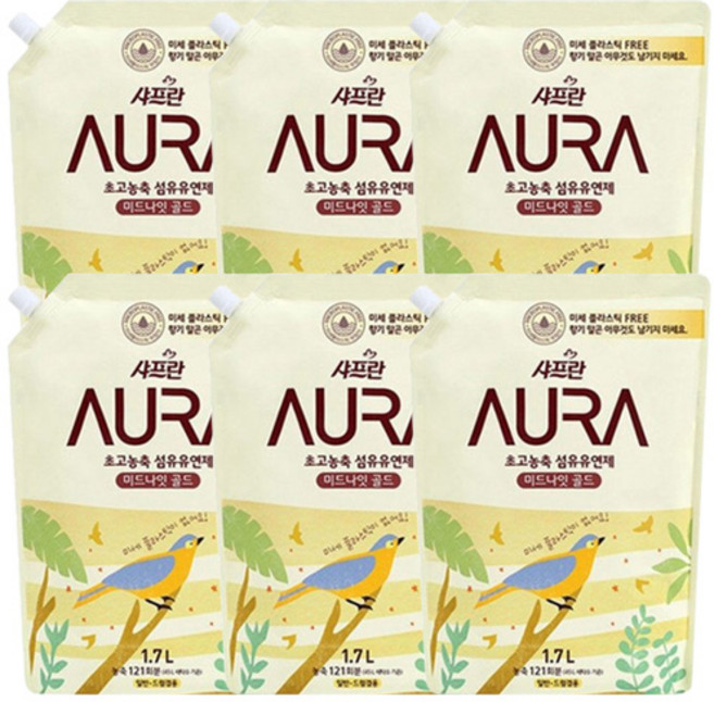[샤프란] 샤프란 아우라 미드나잇골드 섬유유연제 / 고농축, 1.7L, 6개