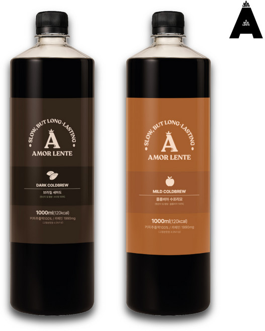 아몰렌떼 콜드브루 브라질 더치커피 콜롬비아 원액 1L+1L, 1kg, 2개, 1개입