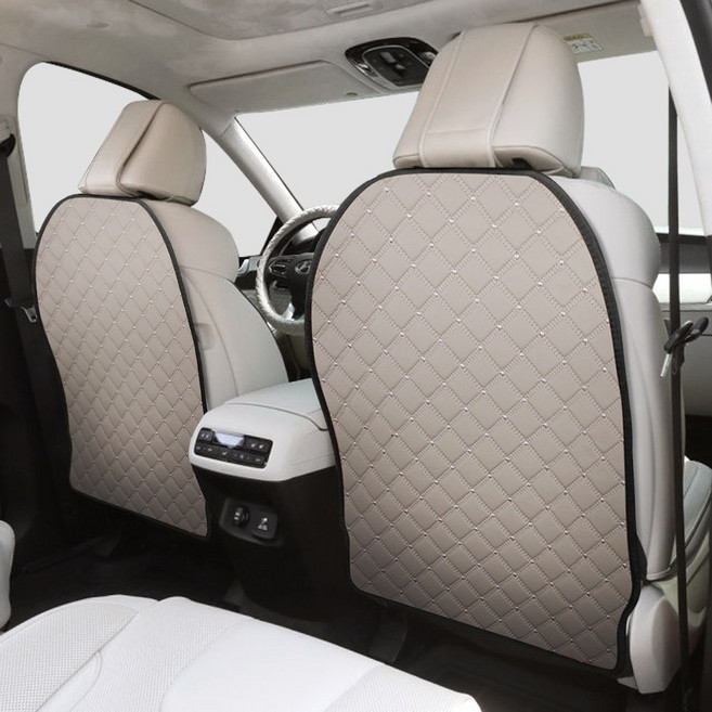 GMZ 킥매트 코튼베이지 자동차 시트커버 1+1 2P 도어가드 보호 발차기방지 오염방수코팅, 2개