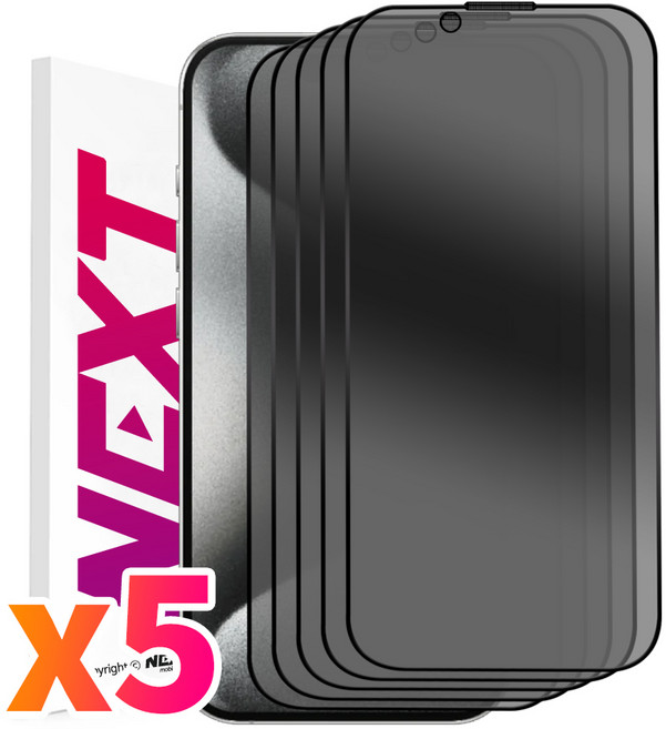 NEXTMOBILE 3+2 아이폰 15 프로 프로맥스 플러스 터치감 좋은 사생활 보호 풀커버 강화유리 액정 보호 필름, 5개